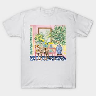 Cheetah in chinoiserie interior with lemon tree T-Shirt